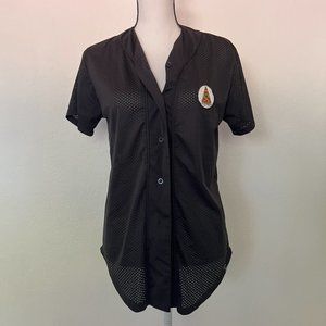 Jac Vanek Baseball Black Button Down Jersey Shirt "Pizza Forever" Size Small